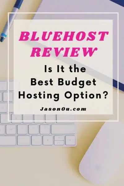 A Pinterest pin about Bluehost web hosting review