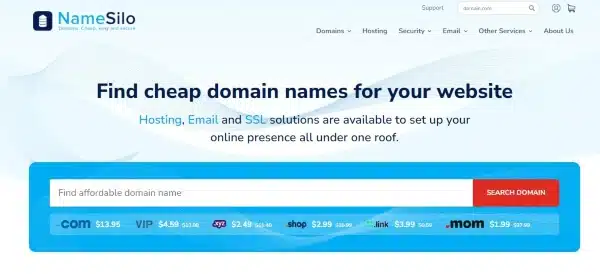 Namesilo home page