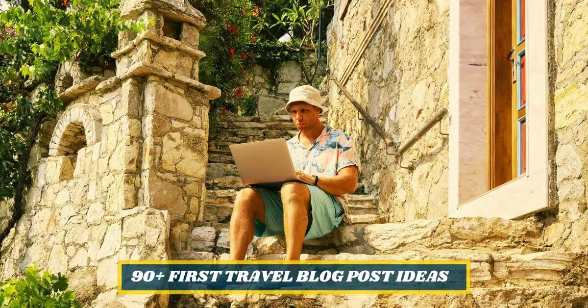 Travel blogger sitting down and thinking what about his first blog post ideas.